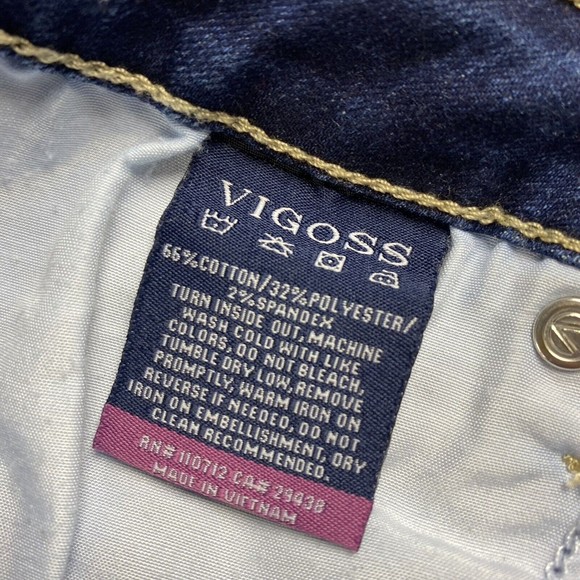 Vigoss Womens Ace Skinny Jeans 27x27 Dark Wash Distressed Stretch Denim - Picture 5 of 9